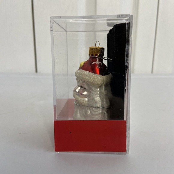 NIP Macys Holiday Lane Santa Head Christmas Ornament 3” Molded Glass Handmade - Picture 5 of 8